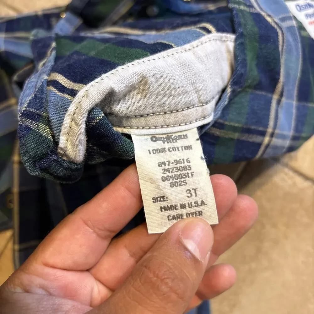 Vtg OshKosh Bgosh Made in USA Overalls Bundle Lot Plaid Jumper Dress 18M 3T 4T